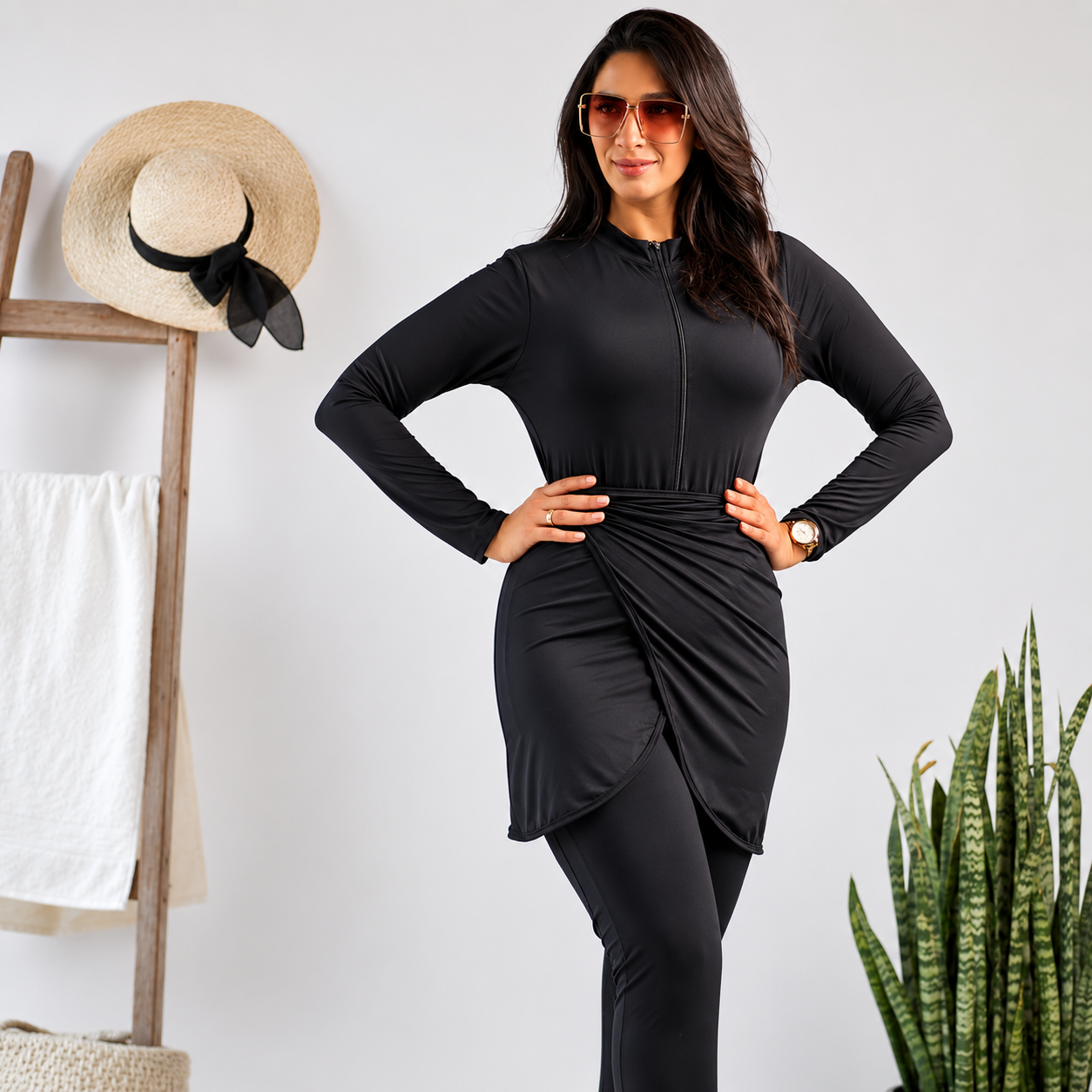 Burkini Wrap Black 3-Piece Waterproof Set