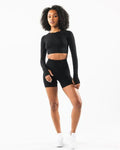Black Long Sleeve Shorts Sport Set – Modern & Comfy Look